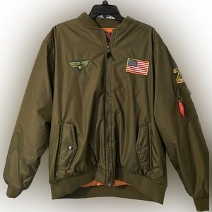 O.S.C Old Skool Embroidered “Stay Fly” “23” USA Flag Bomber Jacket, Size XL